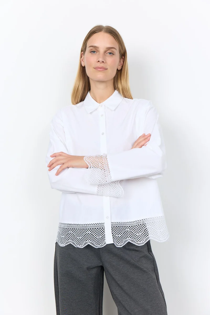 Bluse Damen mit Mesh-Spitze